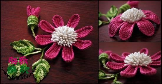 简单花样钩针图解图案 美丽的钩针郁金香花片、手工编织花样图案图解,花样花型图案图解、快乐编织论坛