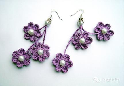 毛线钩编爱尔兰花视频 毛线钩编爱尔兰花视频 玛嘉朵春季流行款手工钩编毛线耳环推荐