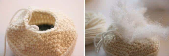 钩针编织小球 钩针编织----白色带小球球鞋