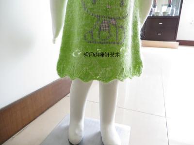 明月的棒针艺术裙子 【裙子】仿明月老师的可爱KT猫 A字裙 绿色版