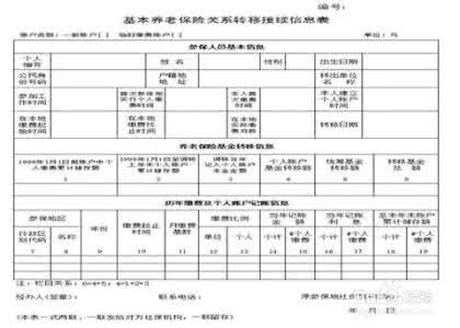 社保转移接续信息表 社保转移接续信息表 社保转移信息