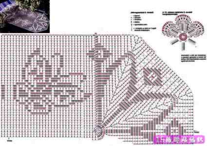 钩针网格大花图解图案 网格花图解(20）
