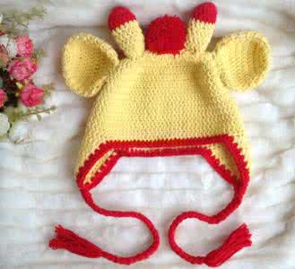毛线钩编婴儿卡通帽子 毛线编织卡通长颈鹿帽子，冬天就要萌萌哒~