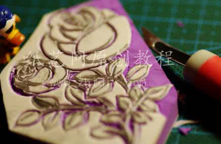 橡皮章玫瑰花留白教程 橡皮章浮雕粉色玫瑰花教程