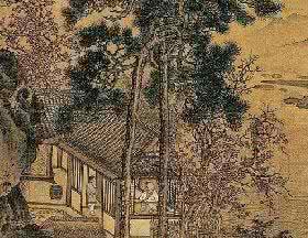 刘松年山水画 刘松年山水画 刘松年《秋窗读书图》-宋代构思构图讲究的秋景图纨扇山水画赏析