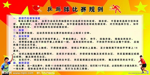乒乓球比赛规则 乒乓球比赛规则有哪些