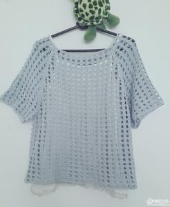 女式套头衫 套头衫  简单唯一 --夏约-- 钩针插肩短袖