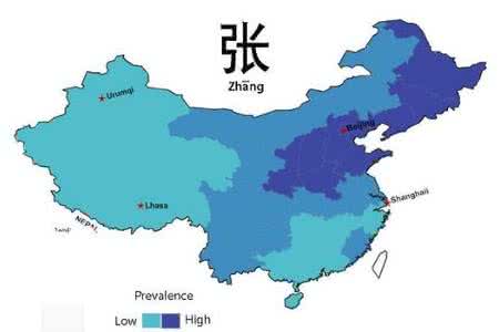 中国姓氏分布图 鲜为人知的中国姓氏分布图