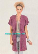 短袖镂空开衫款式图解 心仪单品----短袖长款开衫正合春季时令