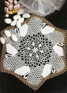 钩针编织花样详解桌布 【详解】钩织白天鹅---桌布