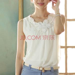 白色吊带背心 吊带背心  白色镂空塌肩短袖