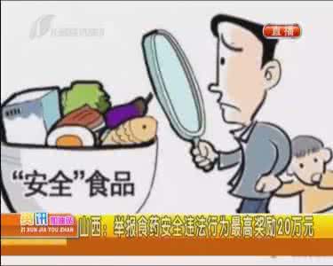 举报违法行为奖励办法 举报食药安全违法行为最高奖励20万元