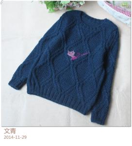 从上往下织圆领套头衫 男孩毛衣 文青---男童绞花圆领套衫------2014.45