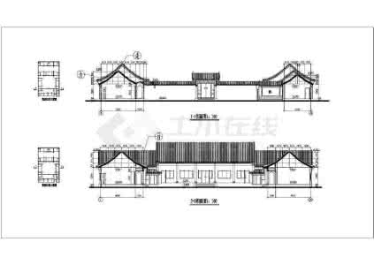 仿古建筑四合院 某地仿古四合院式办公楼建筑扩初图