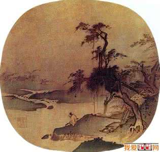 夏圭 临流赋琴图 夏圭《临流赋琴图》-描绘溪流古树士人扶琴吟诵情景的水墨山水画