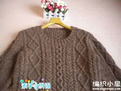 棒针绞花花样图解 【女款系列】奶咖色棒针绞花长袖包臀套头毛衣