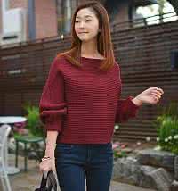 宽松套头衫的钩法图解 大堆领宽松红色套头衫