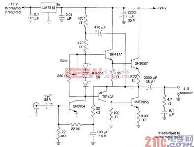 音频功率放大器电路图 10W音频放大器_电路图