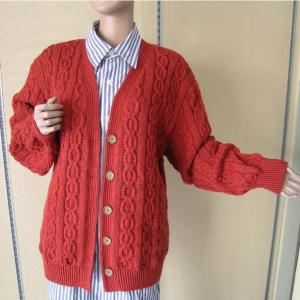 棒针编织女士大衣开衫 棒针编织----红色开衫大衣“傲立独芳”