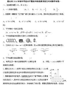 2016眉山中考数学 2016眉山中考数学 眉山中考服务平台官方网址 www.msjiaoyu.cn