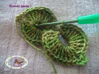 钩针小葫芦叶子的钩法 钩针教程：三连小叶子的钩法