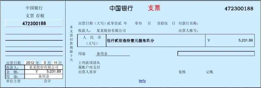 支票打印excel模板 支票打印模板 支票打印excel模板