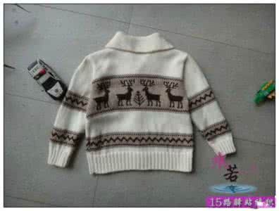 男童棒针毛衣编织款式 【棒针教程】 提花鹿图案的男童青果领开衫毛衣