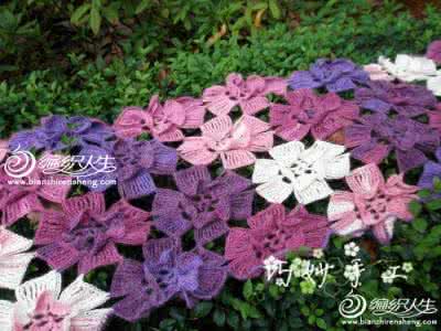 花朵一线钩针围巾视频 花朵围巾----详细教程