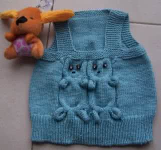 小熊马甲帽子编织图解 小熊套头儿童毛衣+帽子+条纹马甲、儿童编织服饰天地,90~110cm中童图案图解、快乐编织论坛