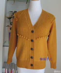 粉色七分袖开衫的编织 插肩袖女式编织厚开衫（图解）