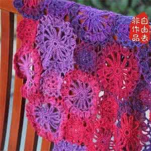 段染钩针拼花衣图解 【女款系列】彩色段染花线钩针圆肩镂空花衣