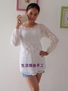 镂空女上衣 白色长款镂空衣