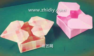 正方形手工折纸小盒子 情人节折纸双心折纸盒子手工折纸教程