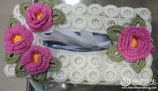 钩编纸巾盒的方法 好喜欢的钩编立体花纸巾盒 --附图解