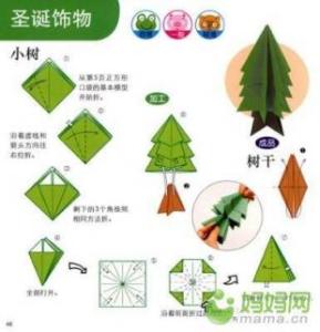 手工折纸圣诞树 节日手工DIY圣诞树的折纸方法图解