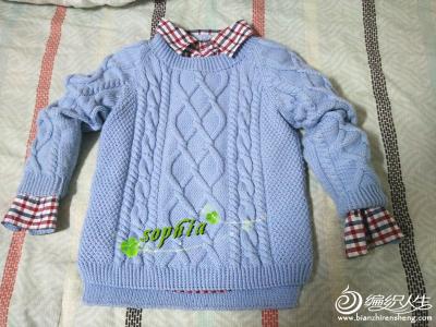 五彩缤纷 男孩毛衣 水若作品——五彩缤纷(男童半开领套头提花毛衣)