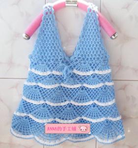 钩针编织背心花样图解 钩针编织蓝色背心连衣裙图解|钩针花样图解