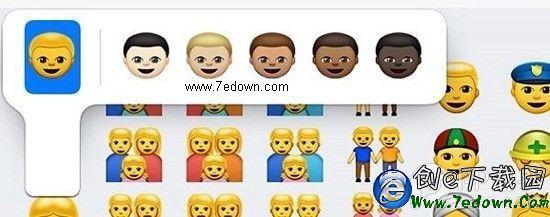 ios 8.3 emoji 10.2 ios8.3beta4表情更丰富 每个emoji皮肤颜色都有匹配头发颜色