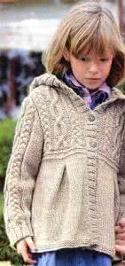 宝宝连帽毛线大衣 棒针编织----米色儿童毛线连帽大衣