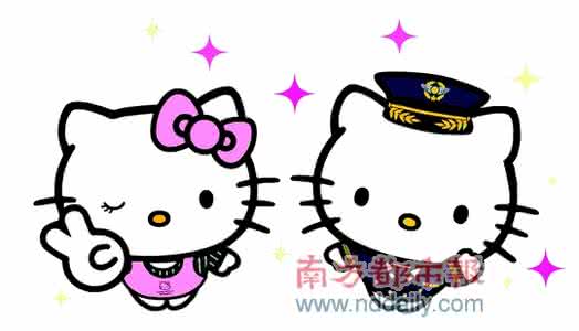 hello kitty猫简笔画 hello kitty简笔画 漫画基础儿童卡通Kitty猫简笔画，八步就学会