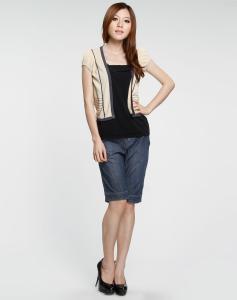 米色开衫短袖搭配 开衫  夏日田枝~~~~米色短袖