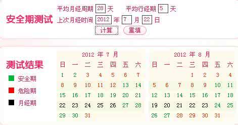 月经安全期计算器表 月经安全期怎么算表格 月经安全期怎么计算