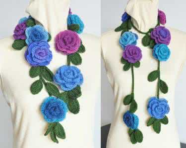花朵一线钩针围巾视频 颈上花----花朵围巾
