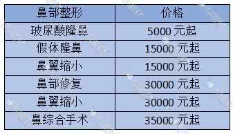 隆鼻价格表 隆鼻价格表 隆鼻价格