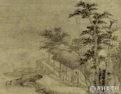 浒溪草堂图 元代山水画 赵原《合溪草堂图》-元代赵原水墨山水画赏析