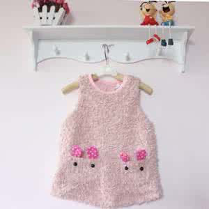 童装女童夏 【童装系列】可爱小白兔女童粉紫色针织背心