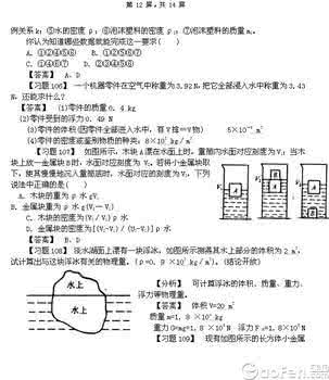 初中物理浮力典型例题 初中浮力典型例题 初中物理浮力典型例题解析,让你从此爱上浮力!