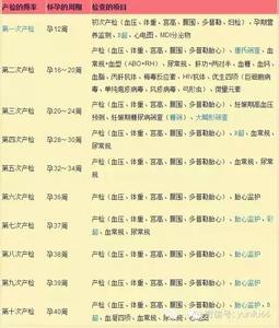 产检项目时间表 产检时间表 告诉产检到底查些啥