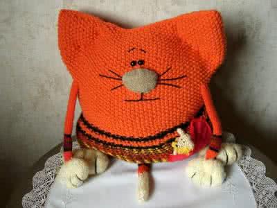 靠垫抱枕棒针编织方法 创意棒针编织----有趣的抱枕