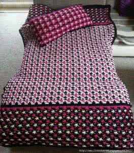 拼花毯子钩针毛线编织 钩针编织----多喜庆的毯子和抱枕